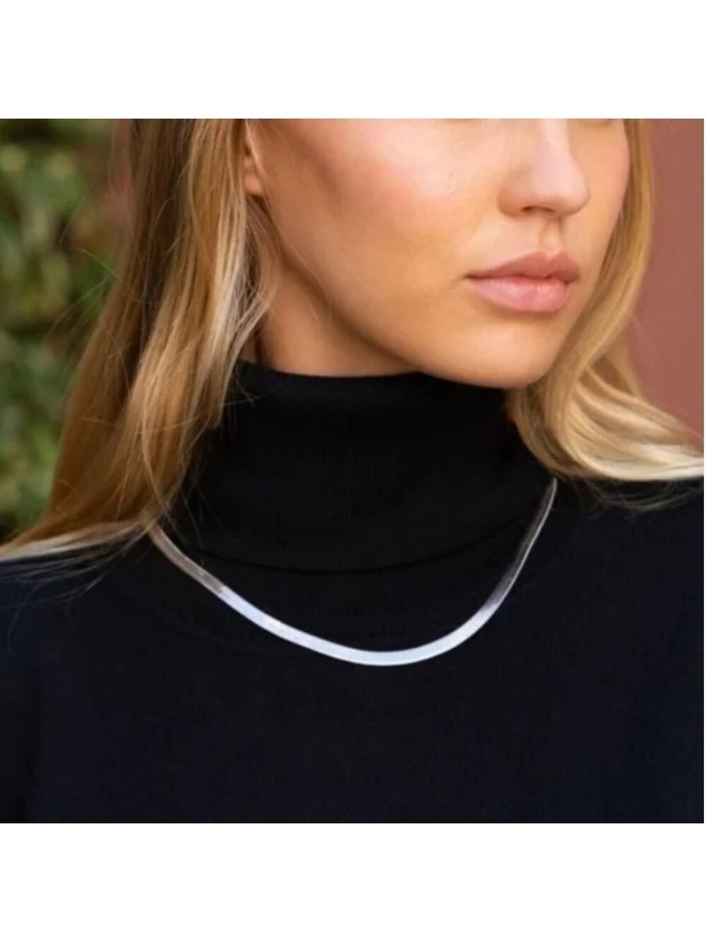 JENNIFER ZEUNER Women’s Silver Plated Hamilton Herringbone Necklace
